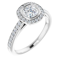 Halo-Styled Bezel-Set Engagement Ring